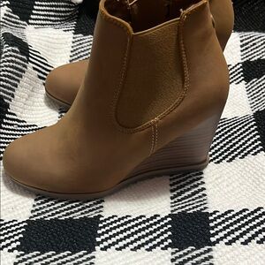 Nautica Tan Ankle Booties with Wedge Heel NWOT